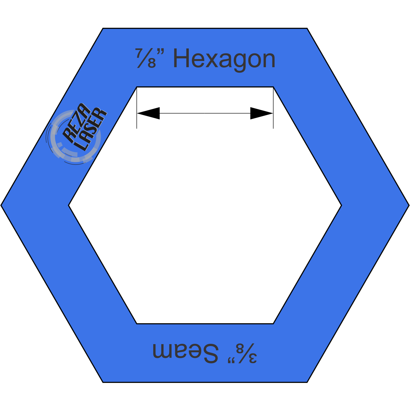 Hexagon Quilting Template 7 with 1/4 Seam Allowance 