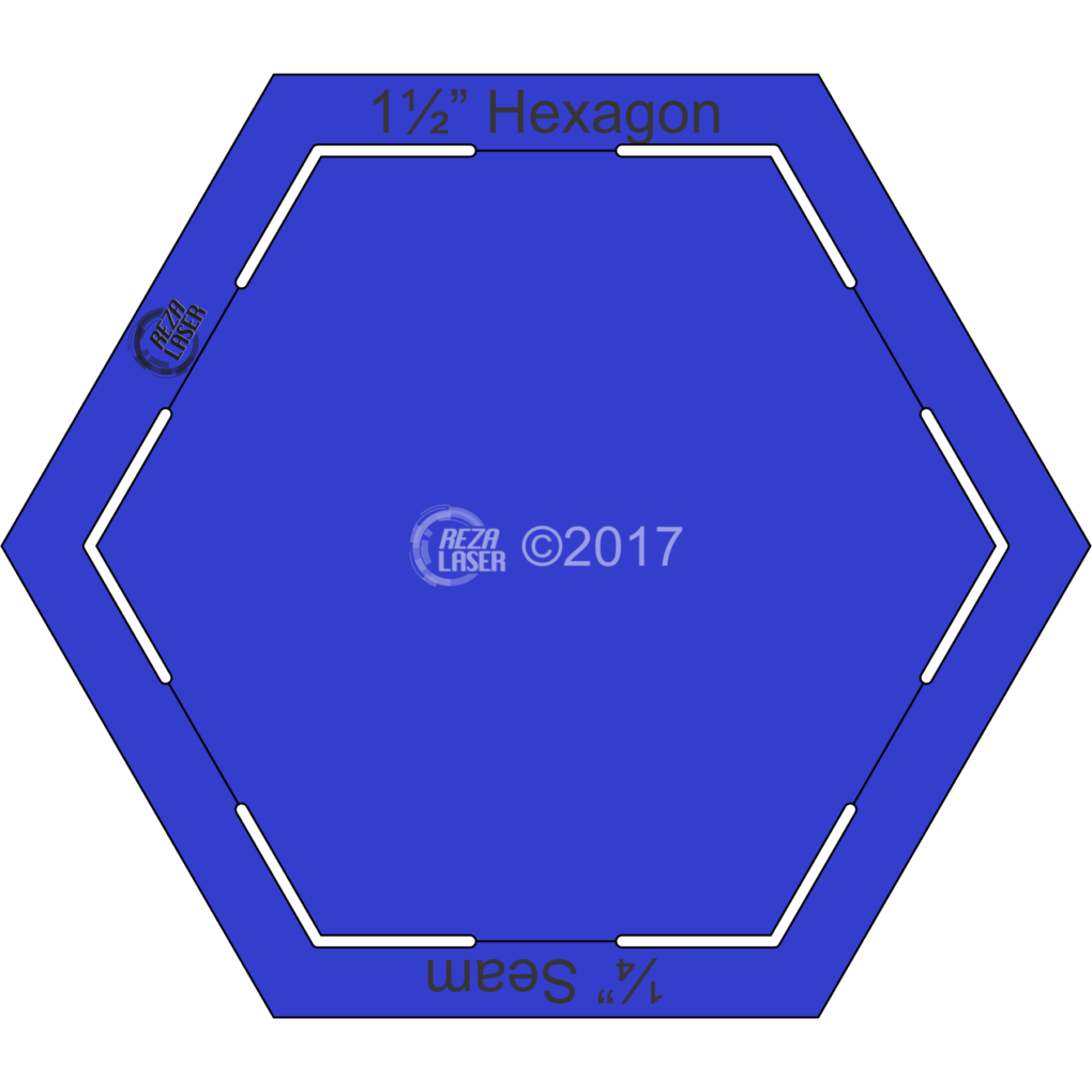 Hexagon 1 1/2 Inch Acrylic Template KEYHOLE with 1/4 Inch Seam Allowance Maree St Clair Quilts