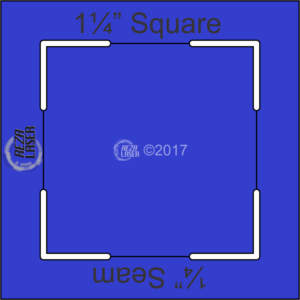 Square 1¼" Inch - Acrylic Template - KEYHOLE with ¼" Seam Allowance